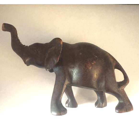 Vintage Wooden Elephant Hand Carved Wood - Picture 2 of 8